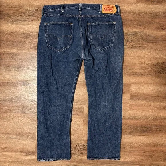 Levi's Jeans Mens 40x30 Navy Blue 501 Dark Wash Cotton Denim Pants - Picture 2 of 5